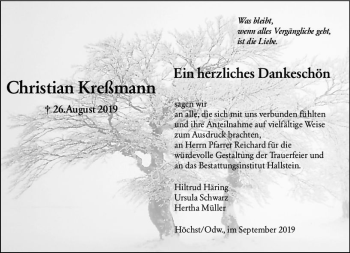 Traueranzeige von Christian Kreßmann von vrm-trauer