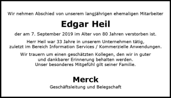 Traueranzeige von Edgar Heil von vrm-trauer