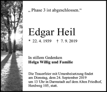 Traueranzeige von Edgar Heil von vrm-trauer
