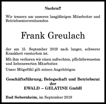 Traueranzeige von Frank Greulach von vrm-trauer
