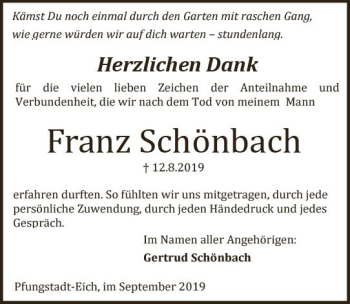 Traueranzeige von Franz Schönbach von vrm-trauer