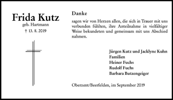 Traueranzeige von Frida Kutz von vrm-trauer