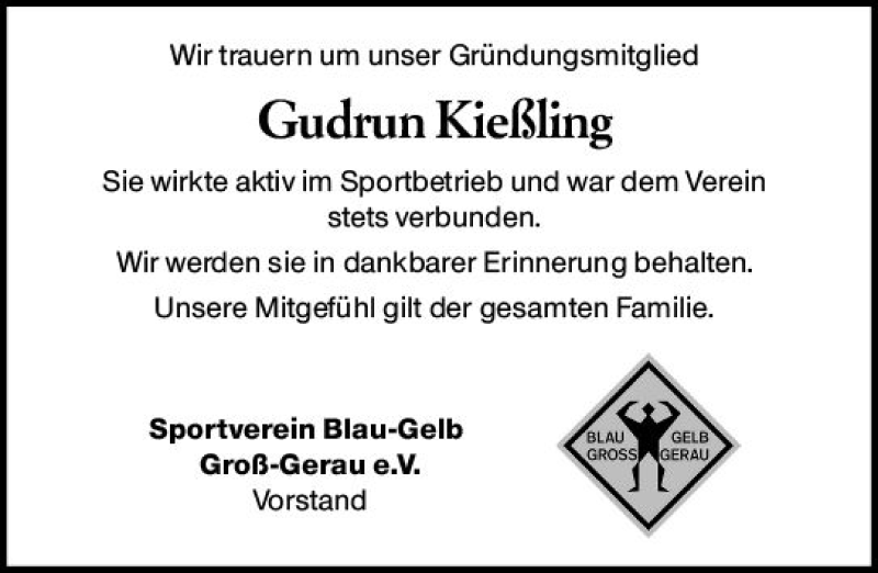  Traueranzeige für Gudrun Kießling vom 28.09.2019 aus vrm-trauer