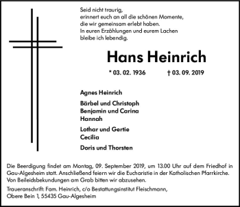 Traueranzeige von Hans Heinrich von vrm-trauer