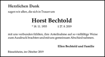 Traueranzeige von Horst Bechtold von vrm-trauer