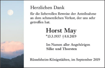 Traueranzeige von Horst May von vrm-trauer