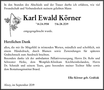 Traueranzeige von Karl Ewald Körner von vrm-trauer