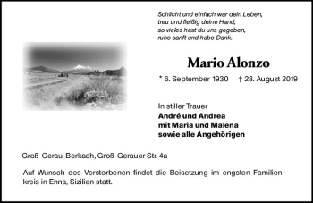 Traueranzeige von Mario Alonzo von vrm-trauer