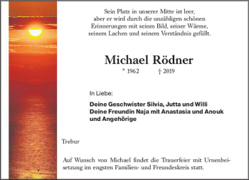 Traueranzeige von Michael Rödner von vrm-trauer