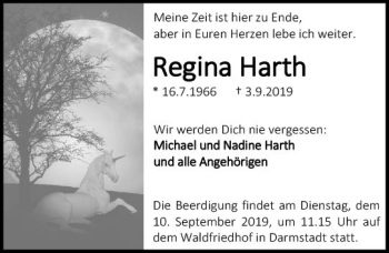 Traueranzeige von Regina Harth von vrm-trauer