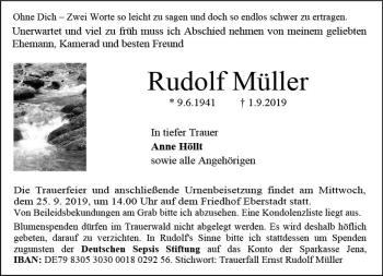 Traueranzeige von Rudolf Müller von vrm-trauer
