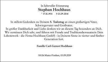 Traueranzeige von Stephan Hochhaus von vrm-trauer