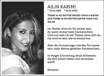 Traueranzeige von Ailin Karimi von vrm-trauer
