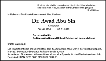 Traueranzeige von Awad Abu sin von vrm-trauer
