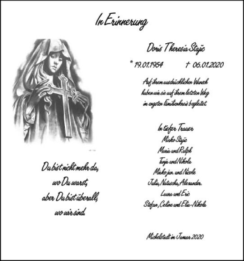 Traueranzeige von Doris Theresia Stajic von vrm-trauer