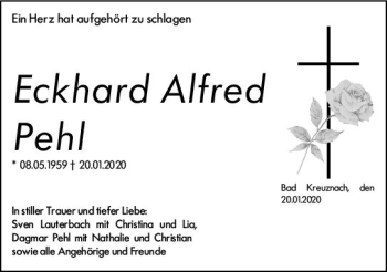 Traueranzeige von Eckhard Alfred Pehl von vrm-trauer