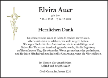 Traueranzeige von Elvira Auer von vrm-trauer