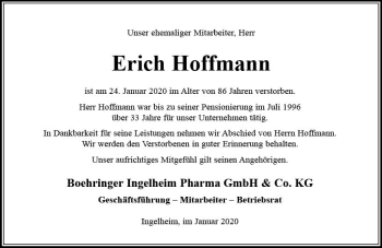 Traueranzeige von Erich Hoffmann von vrm-trauer