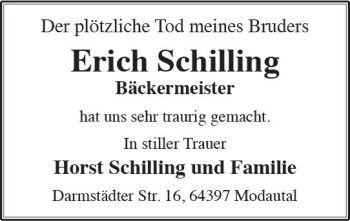Traueranzeige von Erich Schilling von vrm-trauer