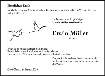 Traueranzeige von Erwin Müller von vrm-trauer