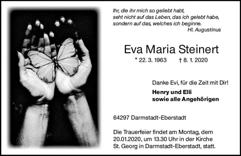  Traueranzeige für Eva Maria Steinert vom 15.01.2020 aus vrm-trauer