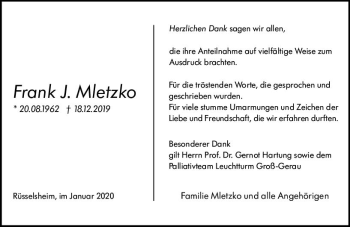 Traueranzeige von Frank J. Mietzko von vrm-trauer