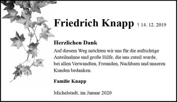 Traueranzeige von Friedrich Knapp von vrm-trauer