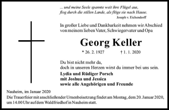 Traueranzeige von Georg Keller von vrm-trauer