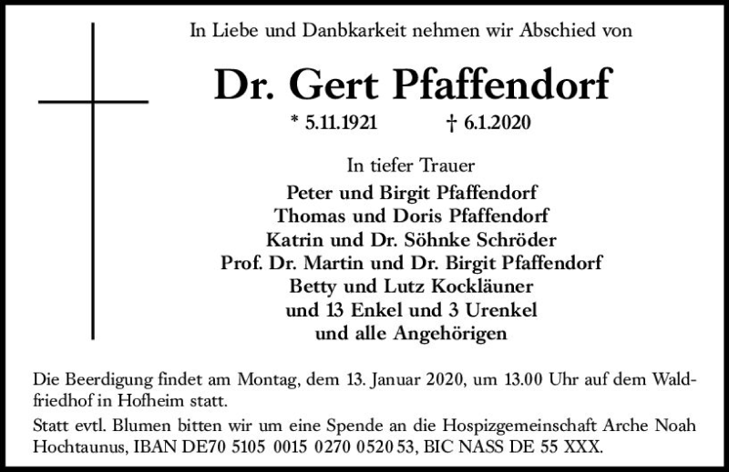  Traueranzeige für Gert Pfaffendorf vom 10.01.2020 aus vrm-trauer