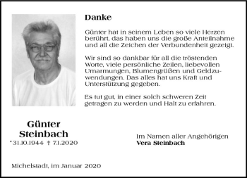 Traueranzeige von Günter Steinbach von vrm-trauer