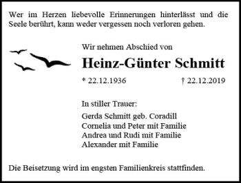 Traueranzeige von Heinz-Günter Schmitt von vrm-trauer