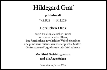 Traueranzeige von Hildegard Graf von vrm-trauer