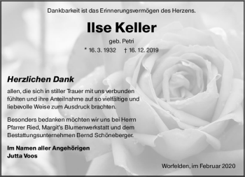 Traueranzeige von Ilse Keller von vrm-trauer
