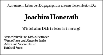 Traueranzeige von Joachim Honerath von vrm-trauer
