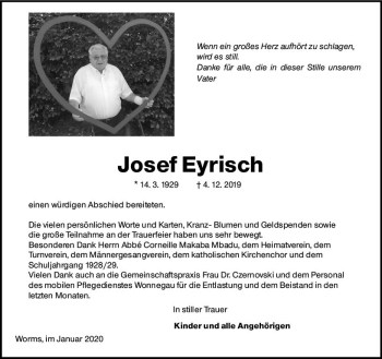 Traueranzeige von Josef Eyrisch von vrm-trauer