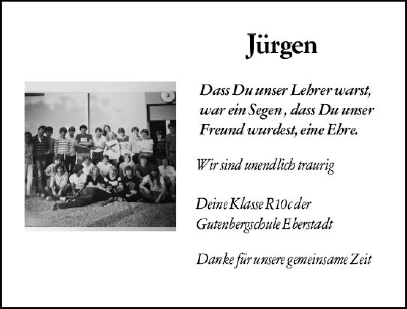  Traueranzeige für Jürgen  vom 18.01.2020 aus vrm-trauer