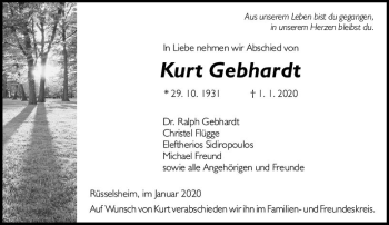 Traueranzeige von Kurt Gebhardt von vrm-trauer