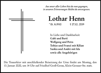 Traueranzeige von Lothar Henn von vrm-trauer