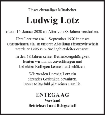 Traueranzeige von Ludwig Lotz von vrm-trauer