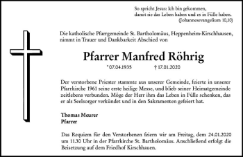 Traueranzeige von Manfred Röhrig von vrm-trauer