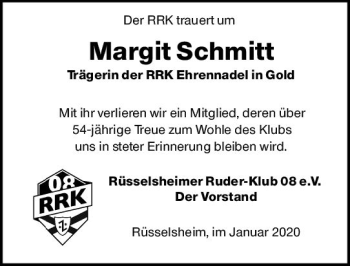 Traueranzeige von Margit Schmitt von vrm-trauer
