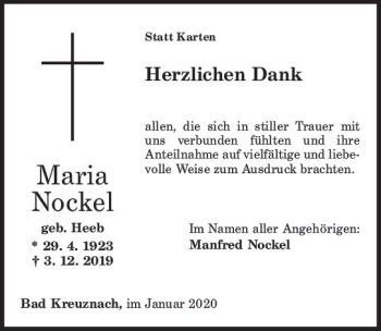 Traueranzeige von Maria Nockel von vrm-trauer