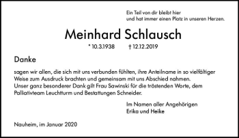 Traueranzeige von Meinhard Schlausch von vrm-trauer