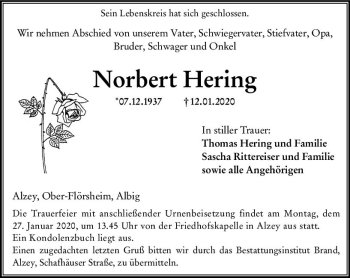 Traueranzeige von Norbert Hering von vrm-trauer