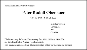 Traueranzeige von Peter Rudolf Obenauer von vrm-trauer