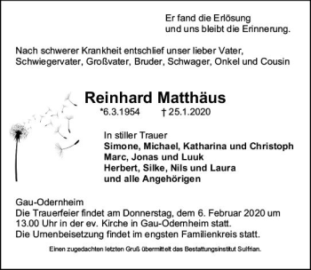 Traueranzeige von Reinhard Matthäus von vrm-trauer