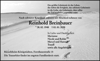 Traueranzeige von Reinhold Breinbauer von vrm-trauer