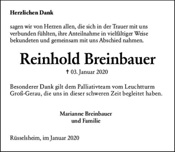 Traueranzeige von Reinhold Breinbauer von vrm-trauer
