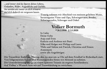 Traueranzeige von Volker Bormuth von vrm-trauer
