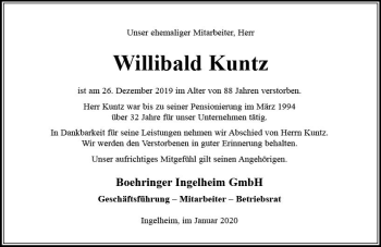 Traueranzeige von Willibald Kuntz von vrm-trauer